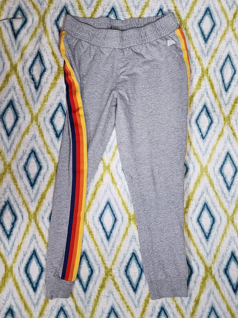 Gray Joggers with Rainbow Side Stripes
